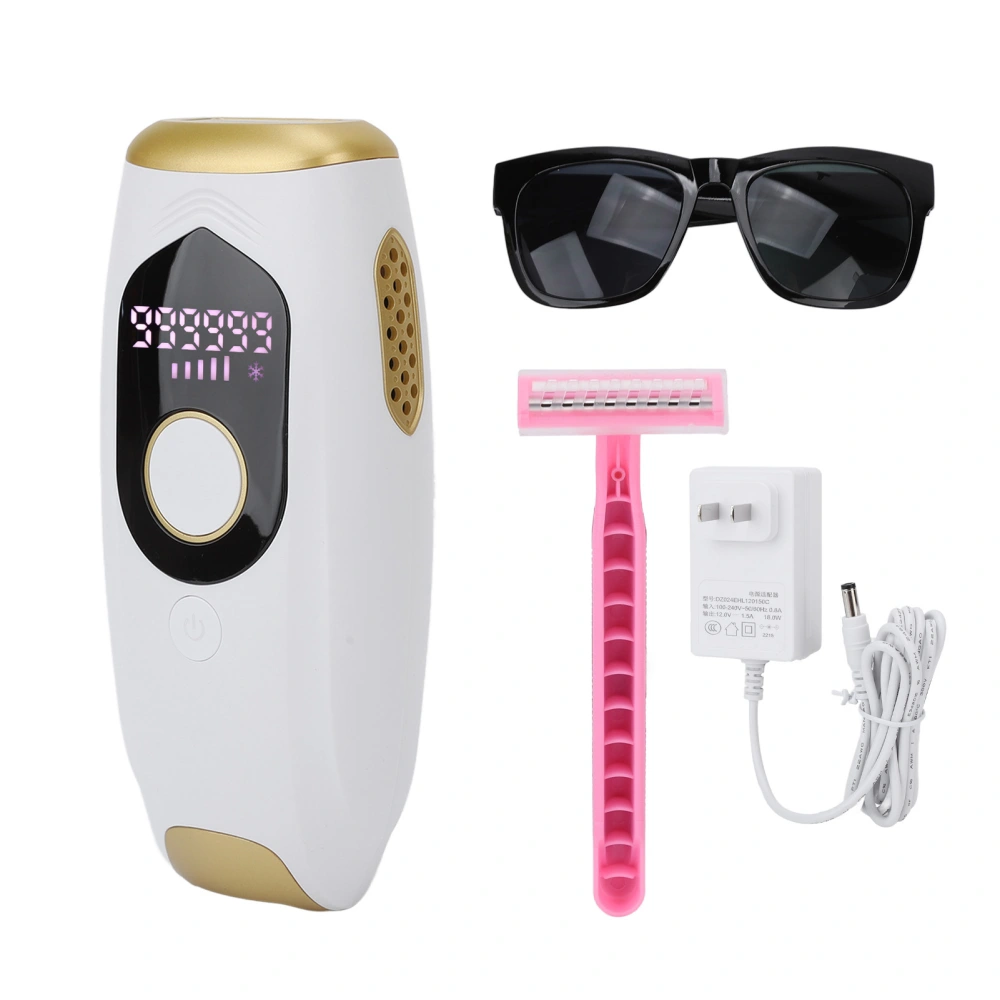 IPL Hair Removal Device Red Light Waves Skin Rejuvenation Hair Removal Machine White Gold 100‑240V US Plug