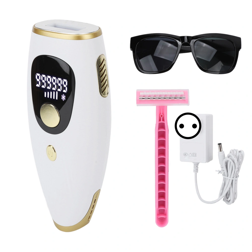 Ice Cooling Hair Removal Machine Red Light Waves Skin Rejuvenation Hair Removal Device White Gold 100‑240V EU Plug