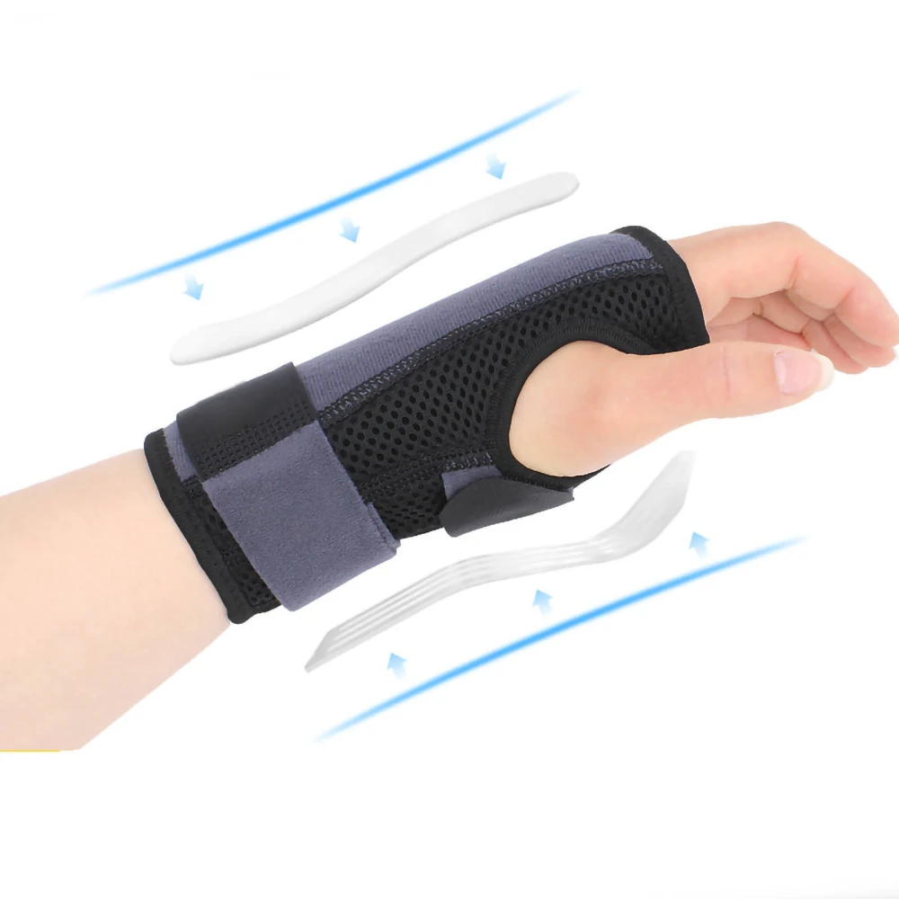 Wrist Support Splint Brace Breathable Fabrics Relieve Discomfort Wrist Pain Strain Wrap Band Black M Right 15‑20cm / 5.9‑7.9in