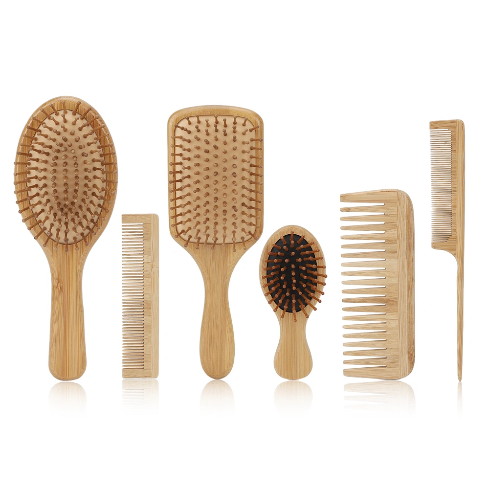 6pcs Hair Brush Comb Set Phyllostachys Pubescens Environmentally Friendly Ergonomic Detangling Hair Brush Comb Set