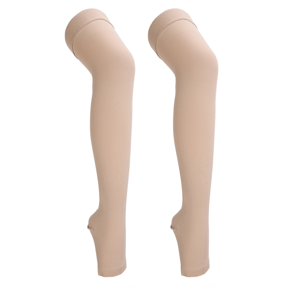 23 to 32mmHg Compression Stockings Open Toe Thigh High Graduated Compression Sock L