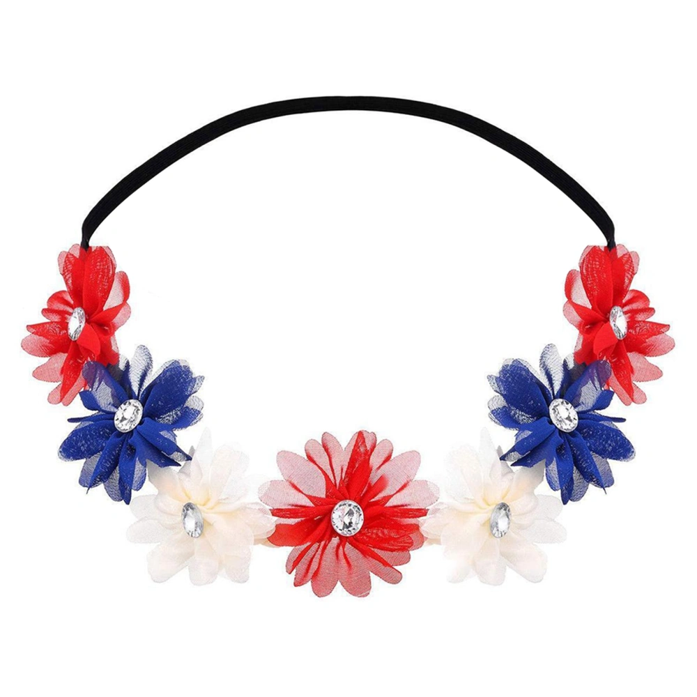 American Flag Headband Hair Hoop Red White and Blue Flower Headband Hairband Independence Day July 4th Hair Accessories