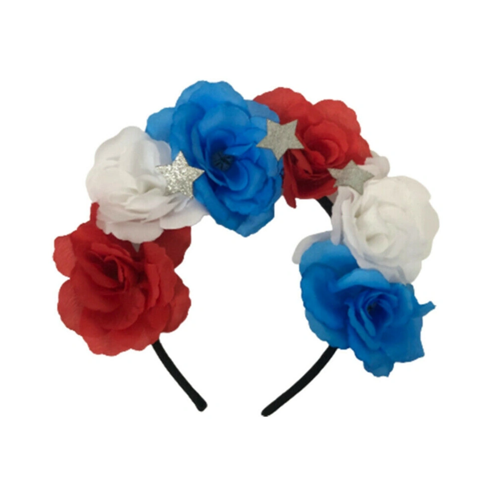 American Flag Headband Hair Hoop Red White and Blue Flower Headband Hairband Independence Day July 4th Hair Accessories