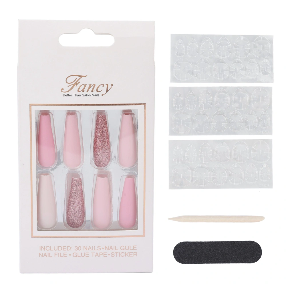 30pcs False Nail Tips Set Full Cover Long Type Fashionable Press On Fake Nails Art Tips 0070 6A