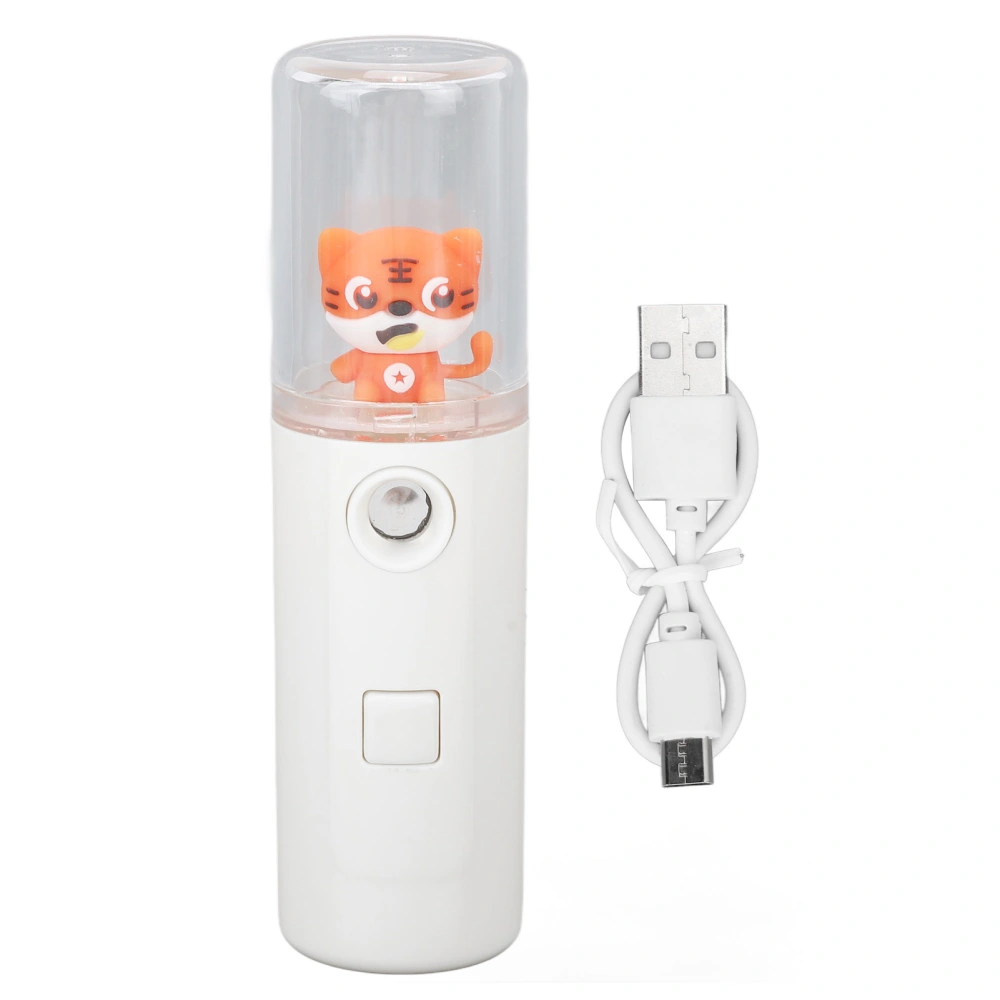 Nano Mist Sprayer Cute Tiger Moisturizing Hydrating Cooling Portable Handheld Facial Sprayer for Outdoor Travel White