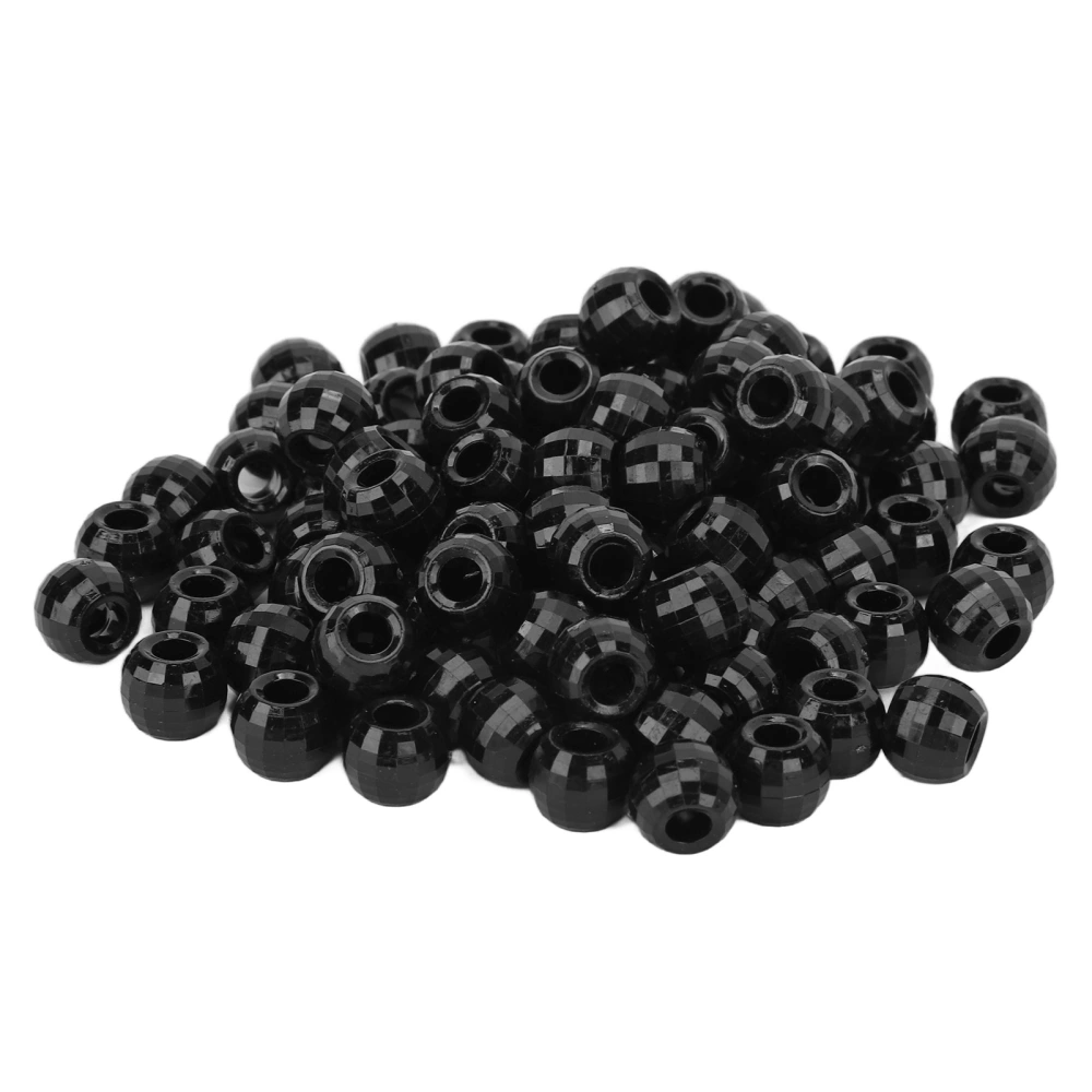 100pcs Hair Braiding Beads Plastics Large Hole Section 12mm Dreadlocks Hair Braid Beads Black