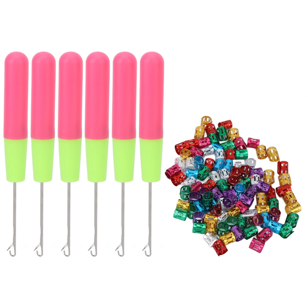 106pcs Hair Crochet Hook Needles Crochet Loop Rings Set Dreadlocks Hair Rings Braids Hair Decoration for Hair Extension