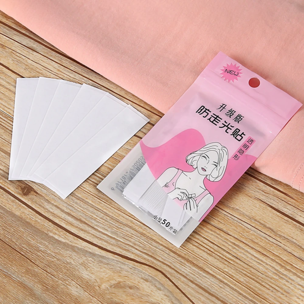 Women Safe Tape Self Adhesive Transparent Double Sided Tape for Collar Shoulder Straps 50pcs 1.8x8.5cm/0.71x3.35in