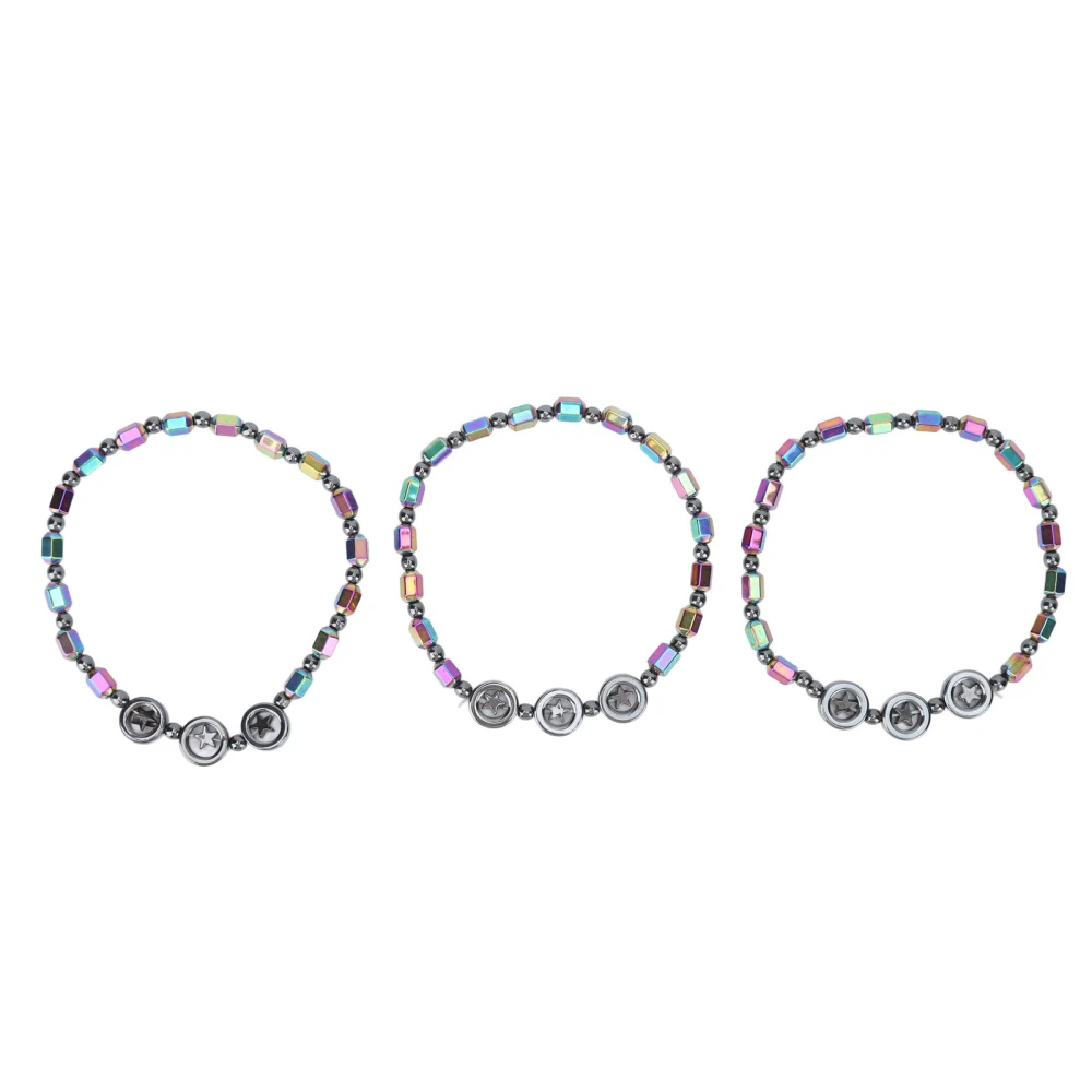 3 Pcs Hematite Magnetic Anklet Anti Swelling Elastic Relief Anklet Magnet Therapy Anklet for Men Women