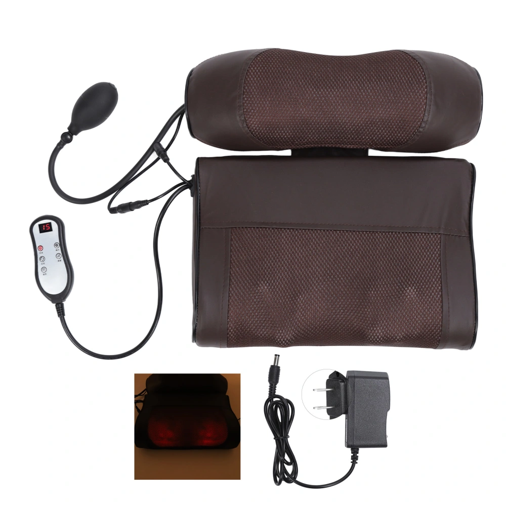 3D Kneading Massage Pillow Free Regulating Pressure Adjustable Neck Massager Pillow Brown 100‑240V US Plug