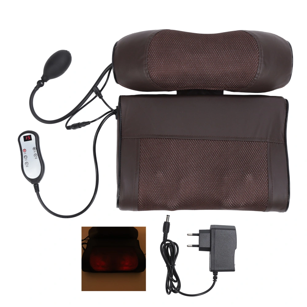 3D Kneading Massage Pillow Free Regulating Pressure Adjustable Neck Massager Pillow Brown 100‑240V EU Plug