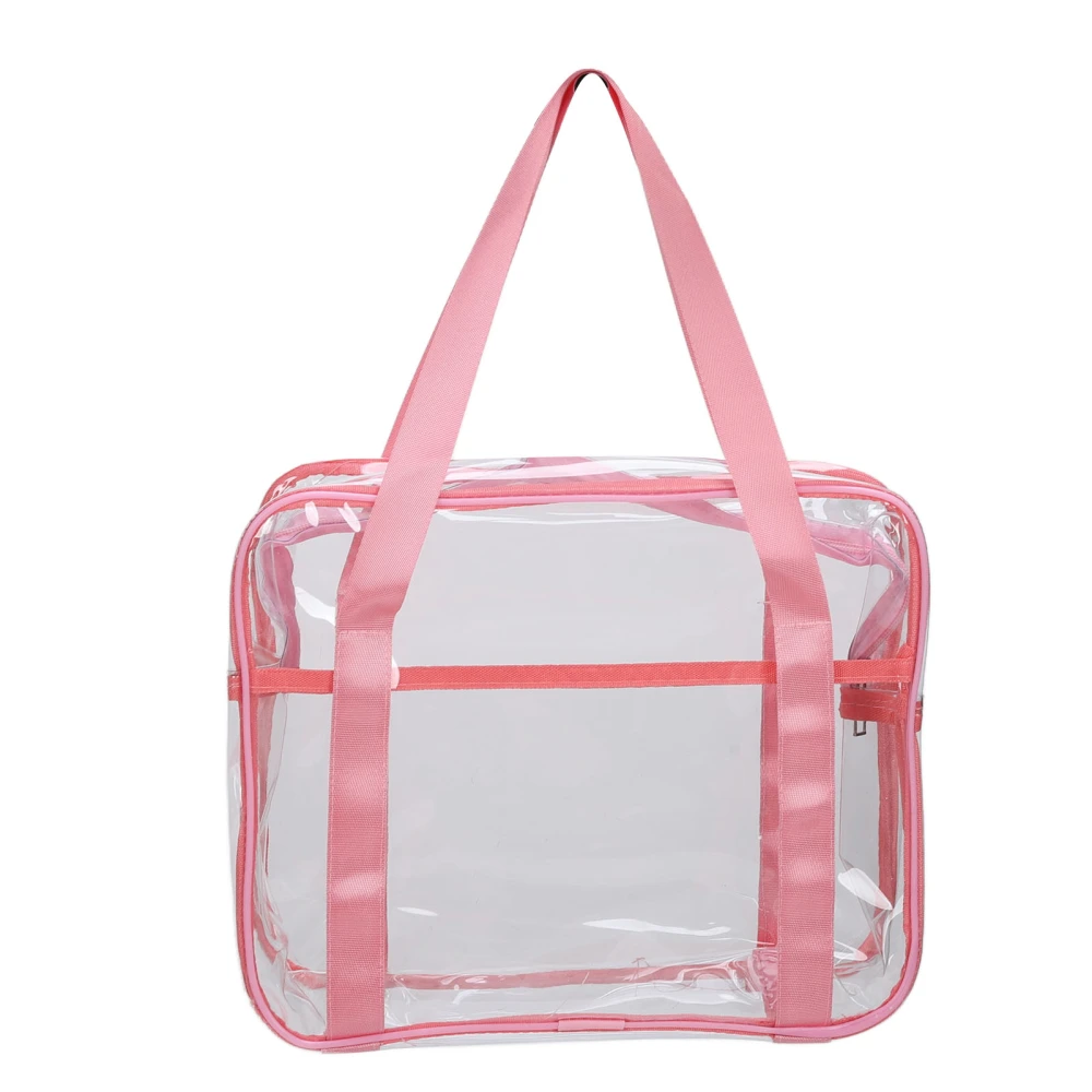 Clear Makeup Bag Large Capacity Waterproof Zipper Closure Cosmetic Handbag Transparent Travel Toiletry Bag Pink