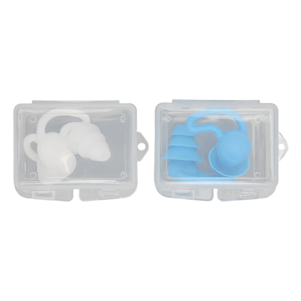 2 Pair Silicone Noise Reduction Earplugs Reusable Washable Ear Plugs with 2 Storage Box for Sleeping Swimming