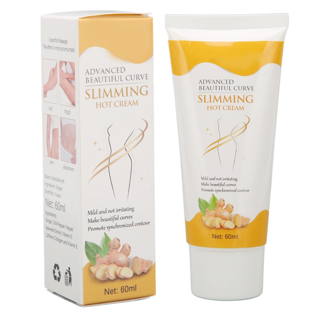 Slimming Cream Ginger Harmless Massage Skin Lifting Weight Loss Body Sculpting Cream for Arm Waist Abdomen 60ml