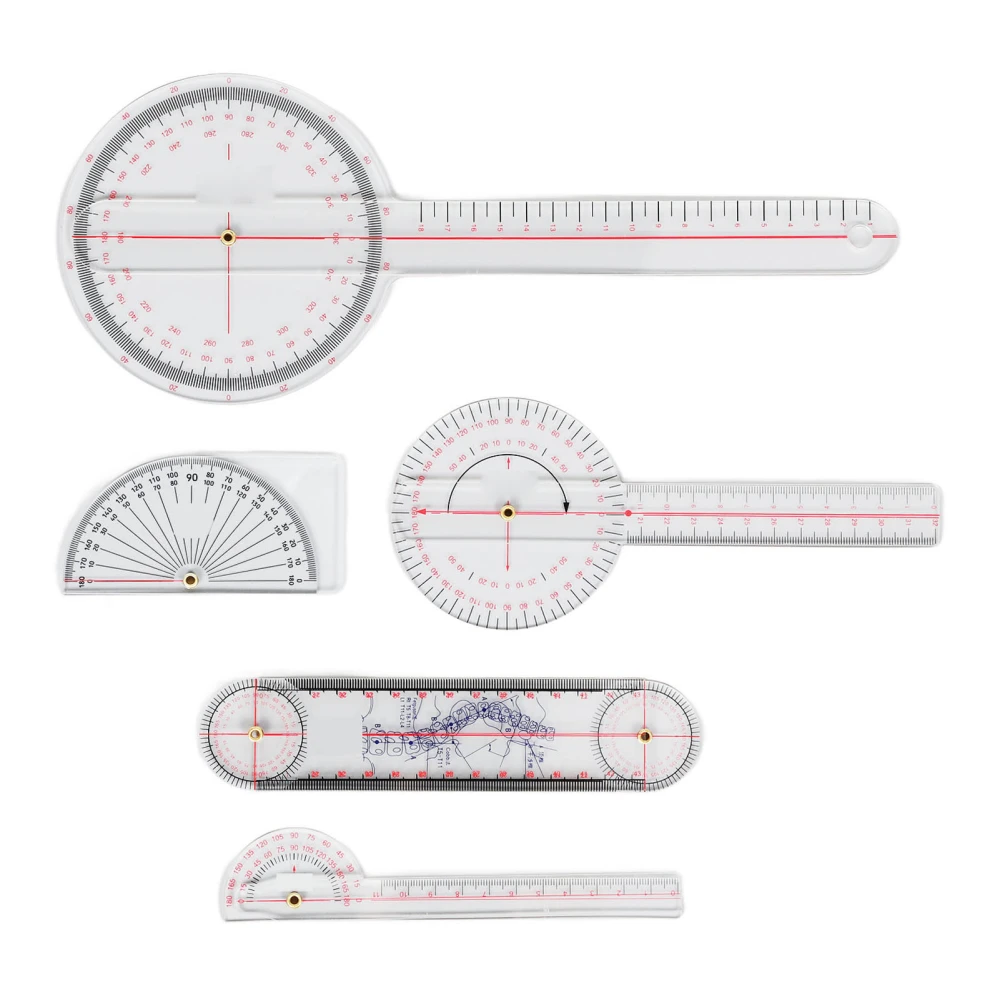 5Pcs Finger Small Joint Goniometer Clear Scale Transparent PVC Finger Goniometer Kit for Knees Elbows Joint