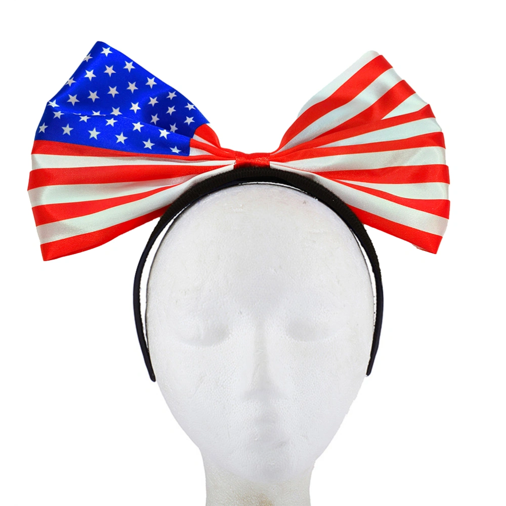 American Flag Headband Independence Day Sequin Bow Hairband Red White Blue Hair Hoop Fashion Photo Props