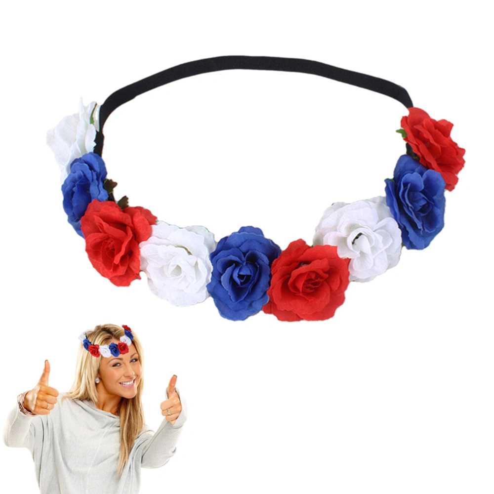 Blue Red White Headband Rose Flower Crown Floral Headband Rose Flower Headpiece Hawaiian Accessories