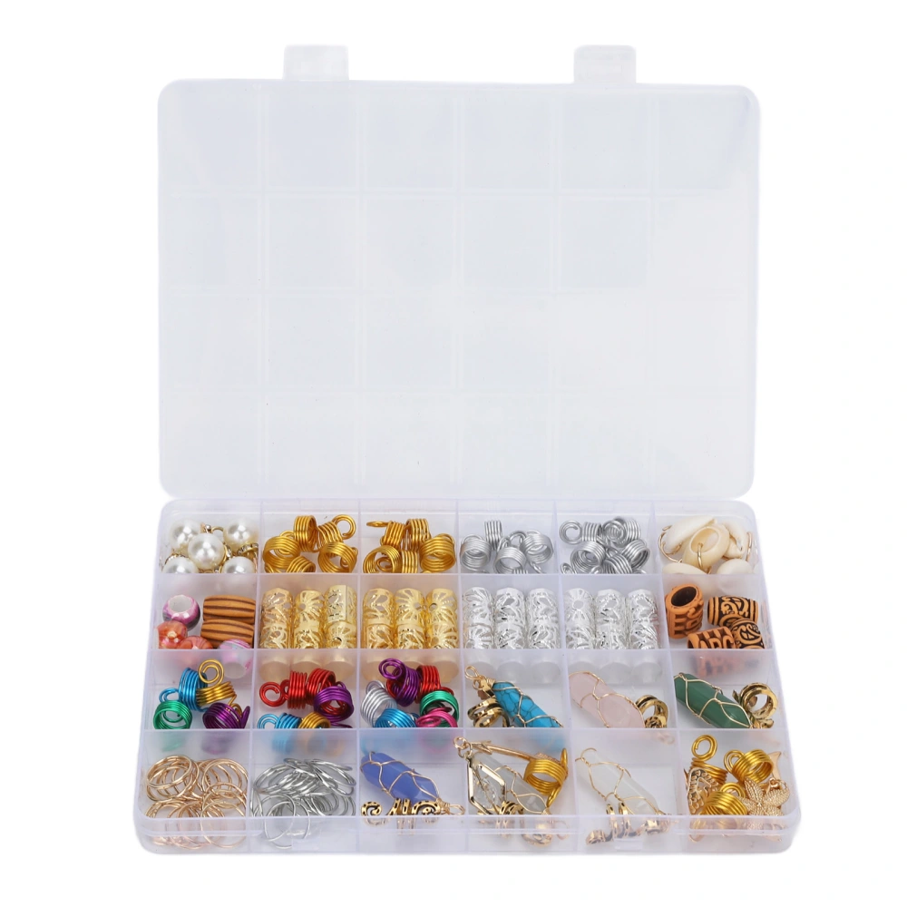 129pcs Dreadlocks Hair Rings Alloy Exquisite Shapes Hair Braiding Cuffs Hair Jewelry Coils with Storage Box