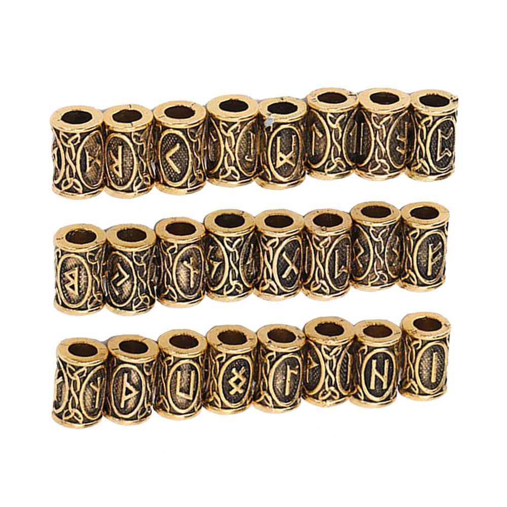 24pcs Hair Beard Beads Alloy Unique Patterns Vintage Hair Braiding Beads Dreadlocks Accessories Gold