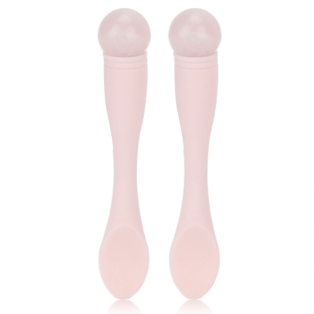 2pcs Eye Cream Applicator Stick Double Headed Silicone Jadestone Wrinkles Remove Eye Massage Tool Pink