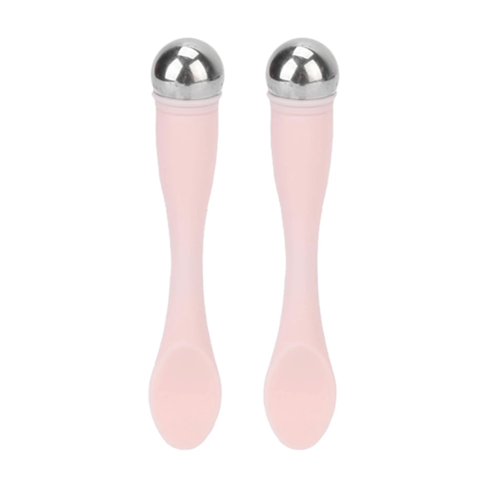 2pcs Eye Cream Massage Stick Stainless Steel Silicone Face Skin Care Massage Makeup Eye Cream Spoon