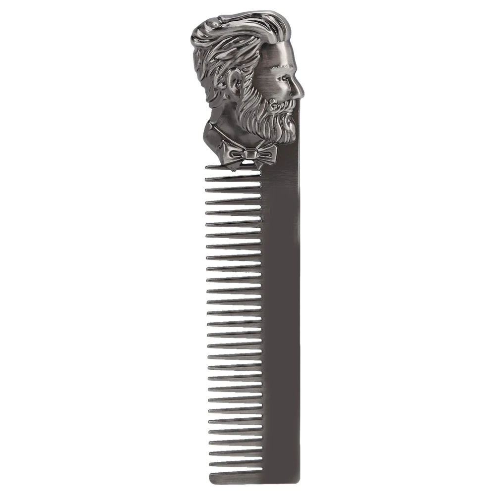 Zinc Alloy Oil Hair Comb Portable Three Dimensional Engraving Vintage Beard Comb for Hair Salon Home Silver