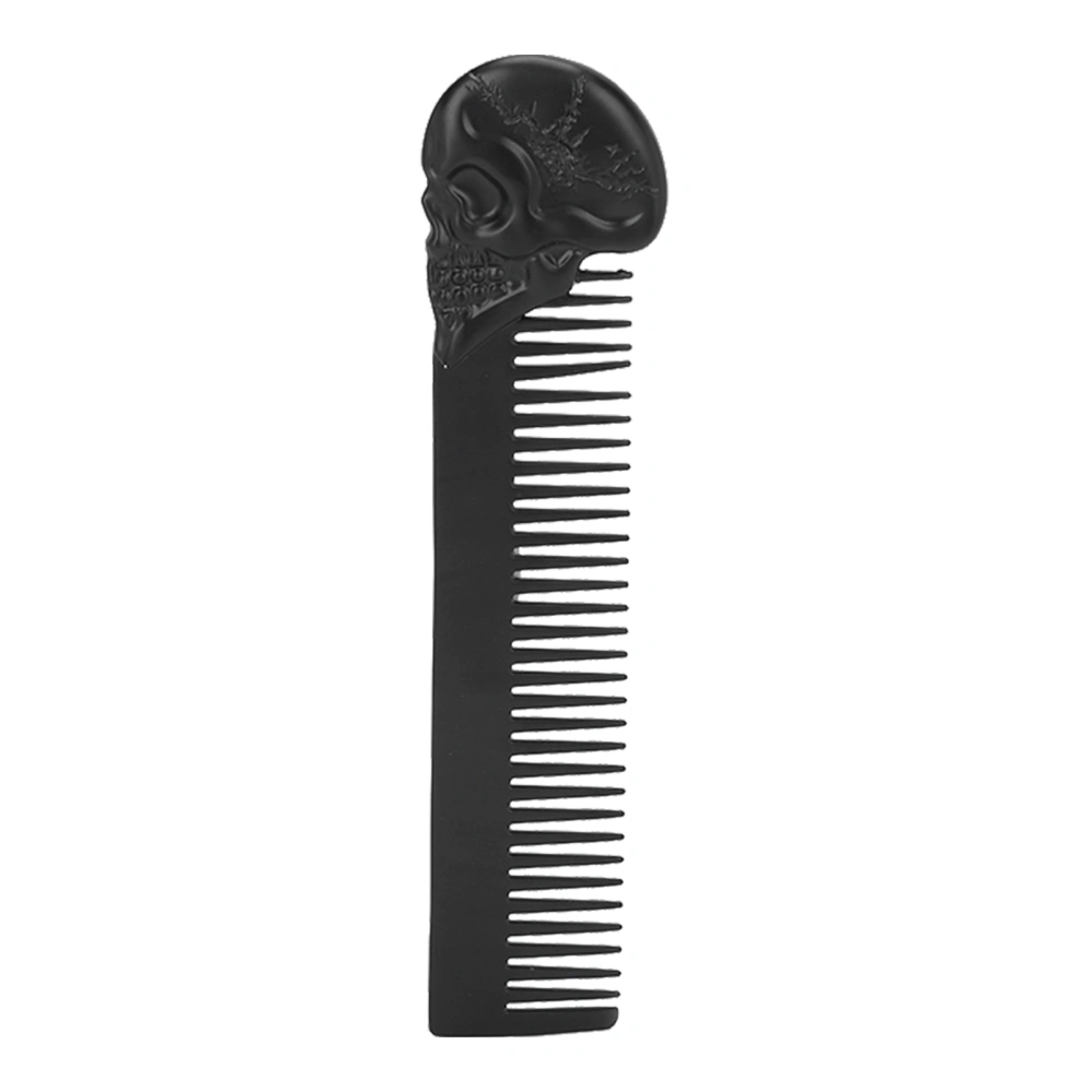 Beard Comb Home Salon Stainless Steel Men Mustache Hair Comb with Skull Shaped Handle Styling Tool Black