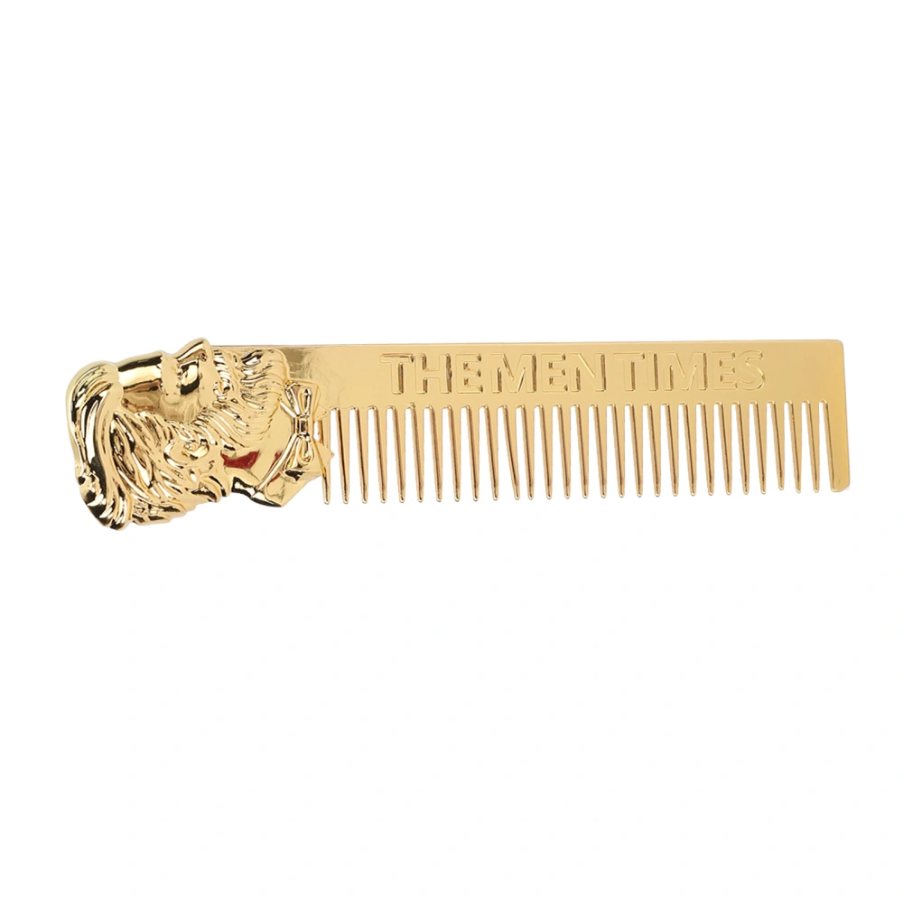 Beard Comb Stainless Steel Unique Stylish Three Dimensional Portrait Shape Mustache Comb Beard Styling Comb for Men Gold