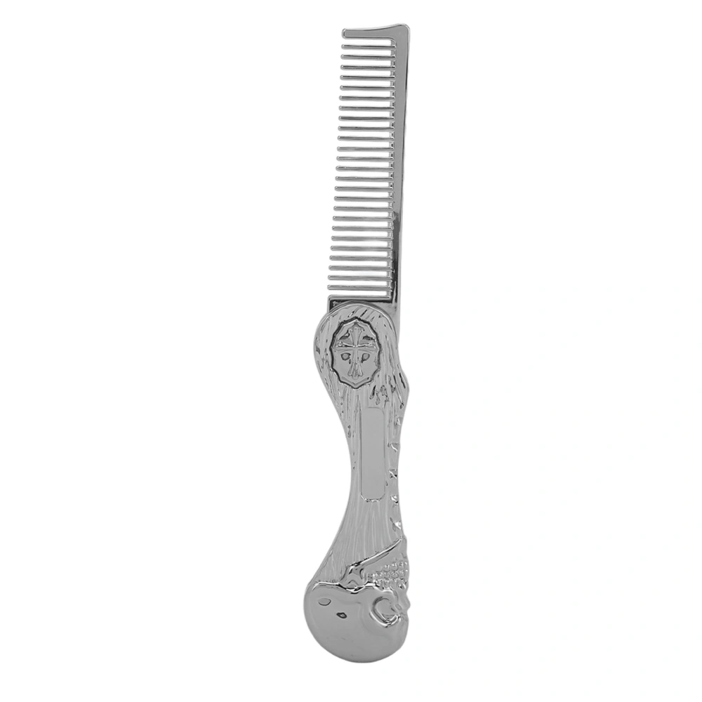 Foldable Hairstyling Brush Zinc Alloy Prevent Static Pocket Oil Hair Comb Hairdressing Comb Silver