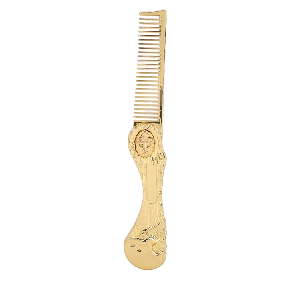 Foldable Hairstyling Brush Zinc Alloy Prevent Static Pocket Oil Hair Comb Hairdressing Comb Gold