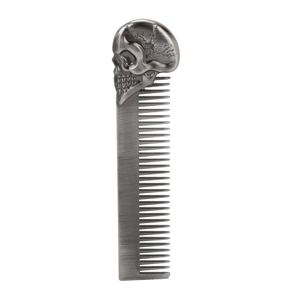 Pocket Beard Comb Zinc Alloy Skull Pattern Hair Styling Mustache Shaping Oil Hair Comb Silver