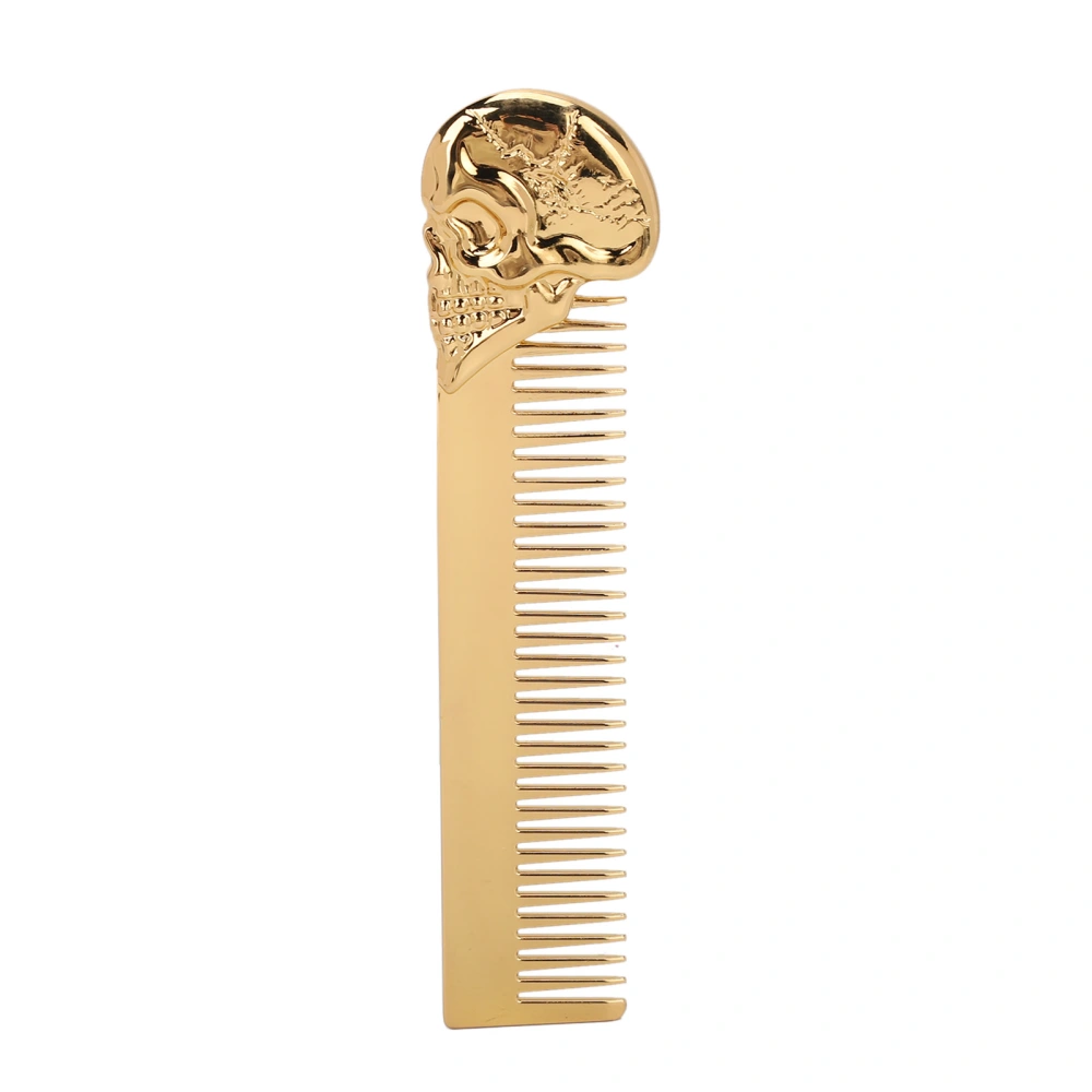 Pocket Beard Comb Zinc Alloy Skull Pattern Hair Styling Mustache Shaping Oil Hair Comb Gold