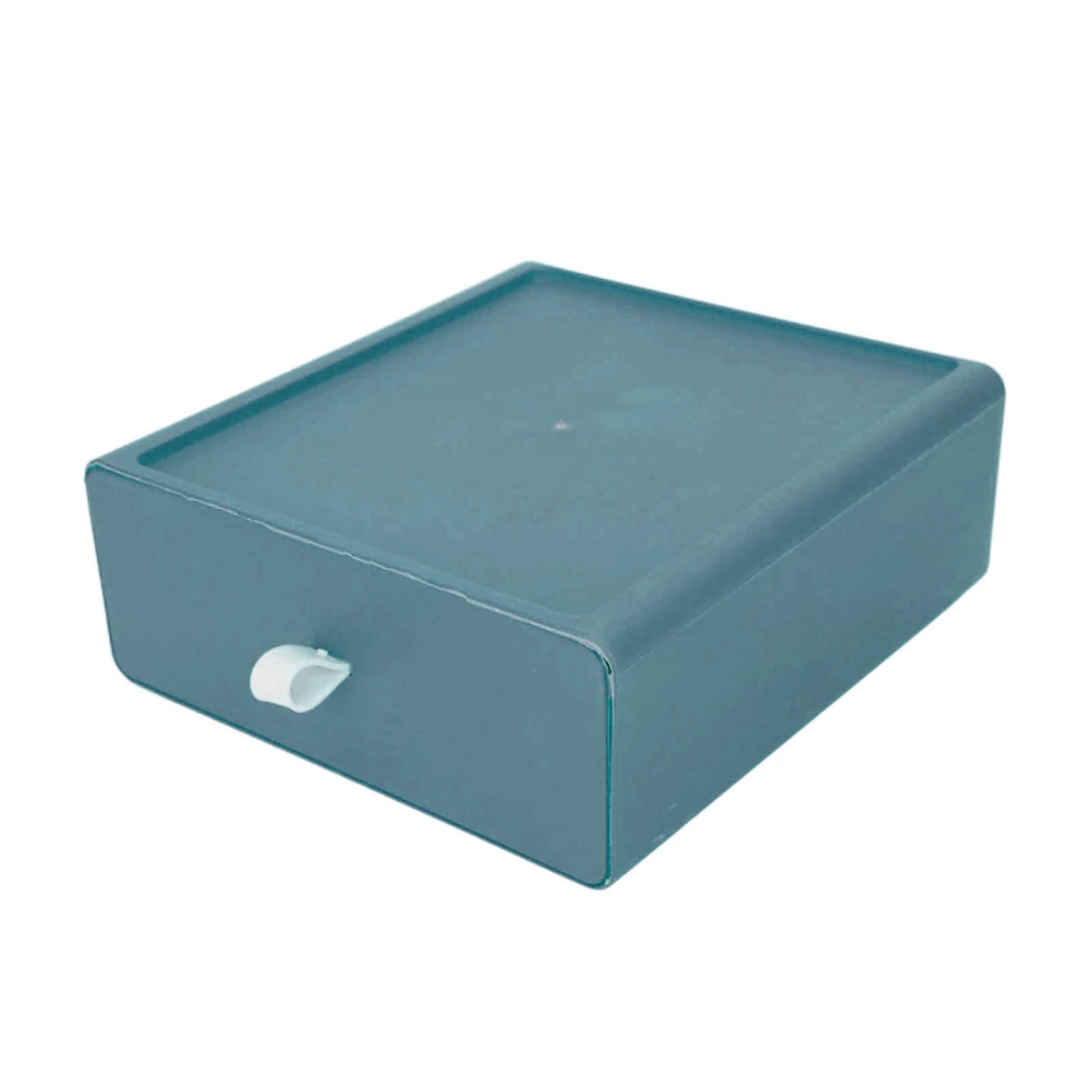 Drawer Storage Box Stackable Design Large Capacity Odorless Multifunctional Desktop Storage Box with Handle Strap Blue