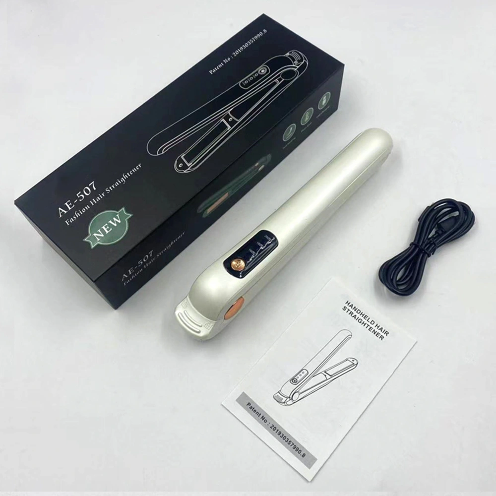 USB Charging Hair Straightener Temperature Adjustable Hair Curler Straightening Iron Styling Tool White