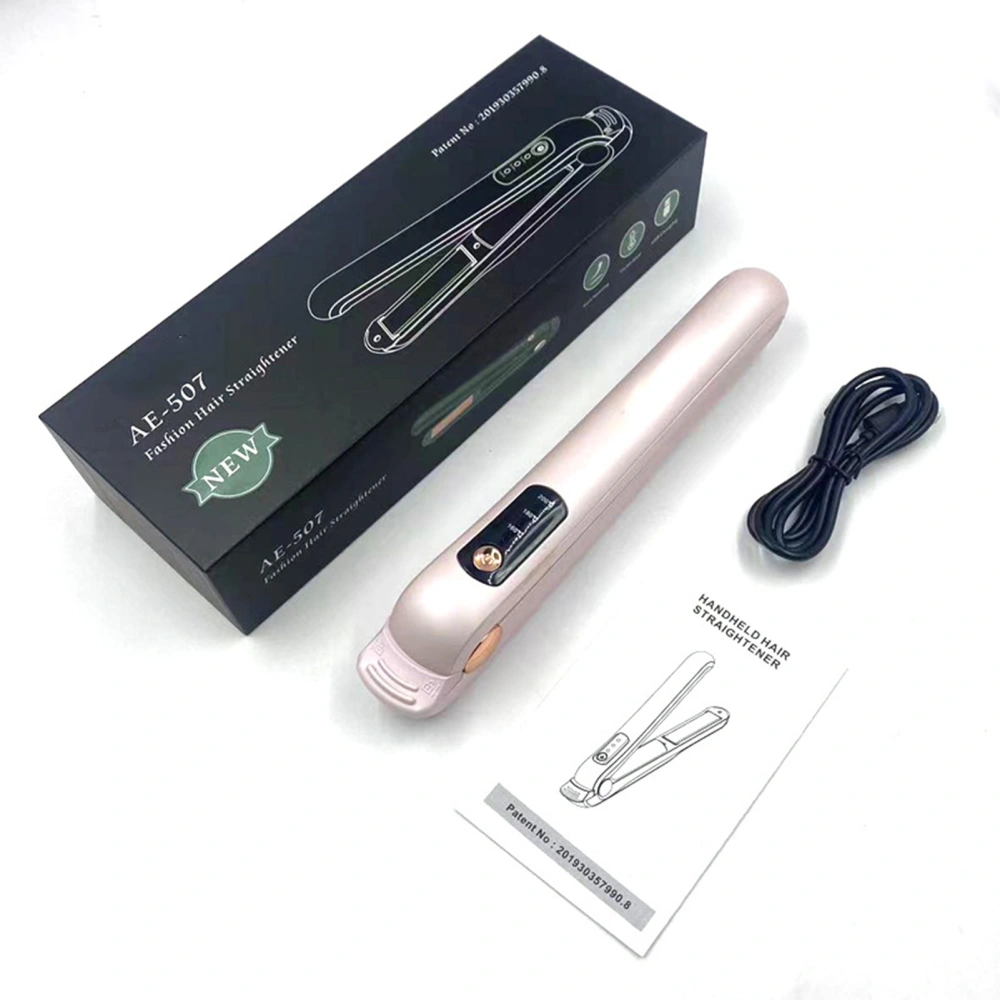 USB Charging Hair Straightener Temperature Adjustable Hair Curler Straightening Iron Styling Tool Pink