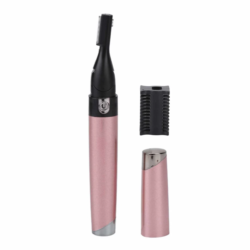 Electric Eyebrow Trimmer Waterproof Pen Shape Flexible Shaving Facial Hair Remover for Home Travel Use Pink