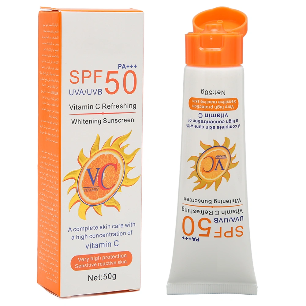 1.8 Oz Face Sunscreen Lotion SPF50PA+++ Moisturizing UV Protection Vitamin C Physical Sunscreen for Women Men