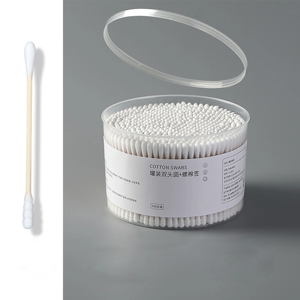 500Pcs Cotton Swab Double Ended Disposable Hygienic Cosmetic Cotton Swab for Home(500Pcs (Circle Screw) )