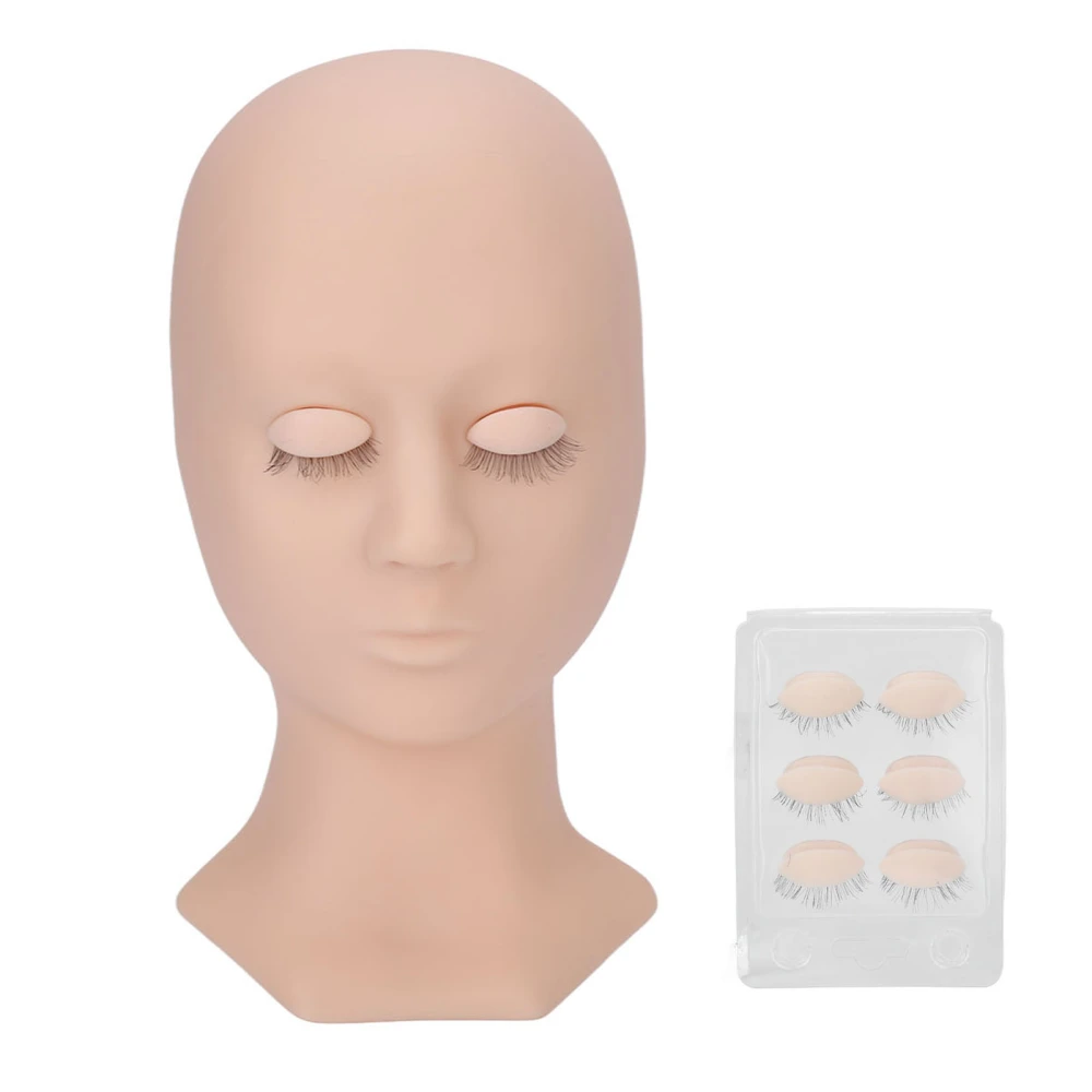 Lash Extension Practice Mannequin Head Silicone Makeup Training Head with 4 Pairs Replaceable Eyes Pink