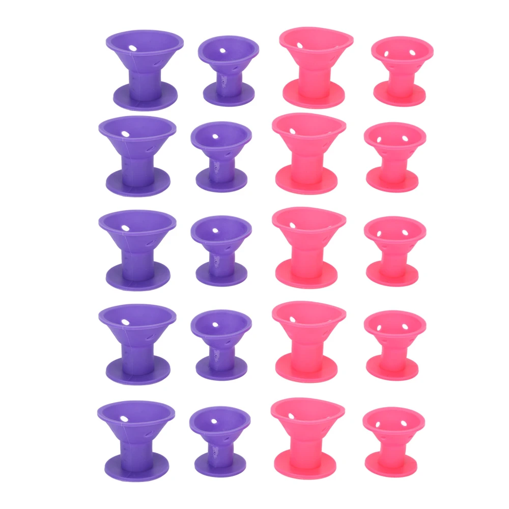 20pcs Hair Roller Household Portable Silicone Hair Curler Styling Tool for Women Girls Purple Pink