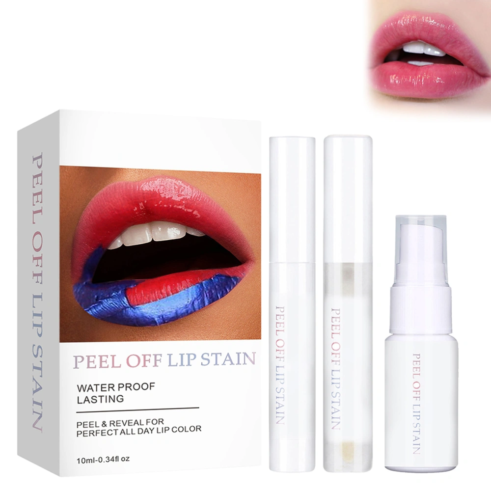 Peel Off Lip Stain Waterproof Long Lasting Lip Gloss Smudge Proof Natural Base Liquid Lipstick Kit Nonstick Cup Tear Off Lip Gloss