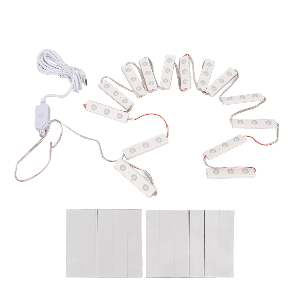 LED Vanity Mirror Light Touchable White Light USB Dimmable Vanity Makeup Light for Bathroom 14 String (42pcs Light Chips)