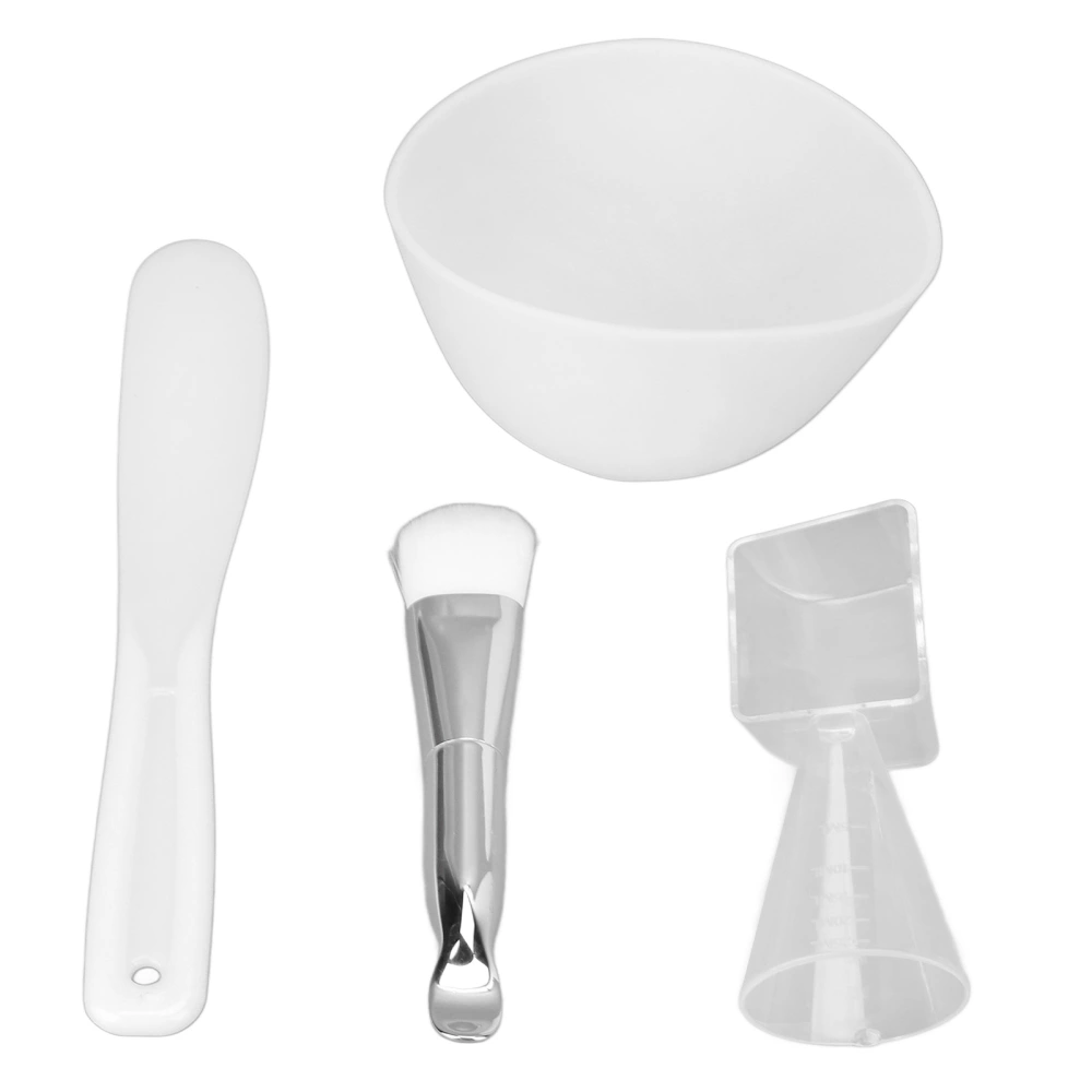 Face Mask Mixing Bowl Set Silicone Bowl Brushes Spatula Measuring Cup DIY Facial Grooming Mask Set Silver