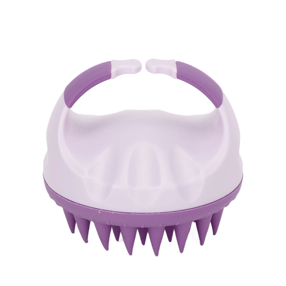 Hair Massager Soft Silicone Waterproof Manual Hair Massage Scalp Cleaning Anti Dandruff Shampoo Brush Purple