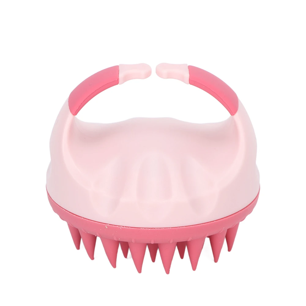 Hair Massager Soft Silicone Waterproof Manual Hair Massage Scalp Cleaning Anti Dandruff Shampoo Brush Pink