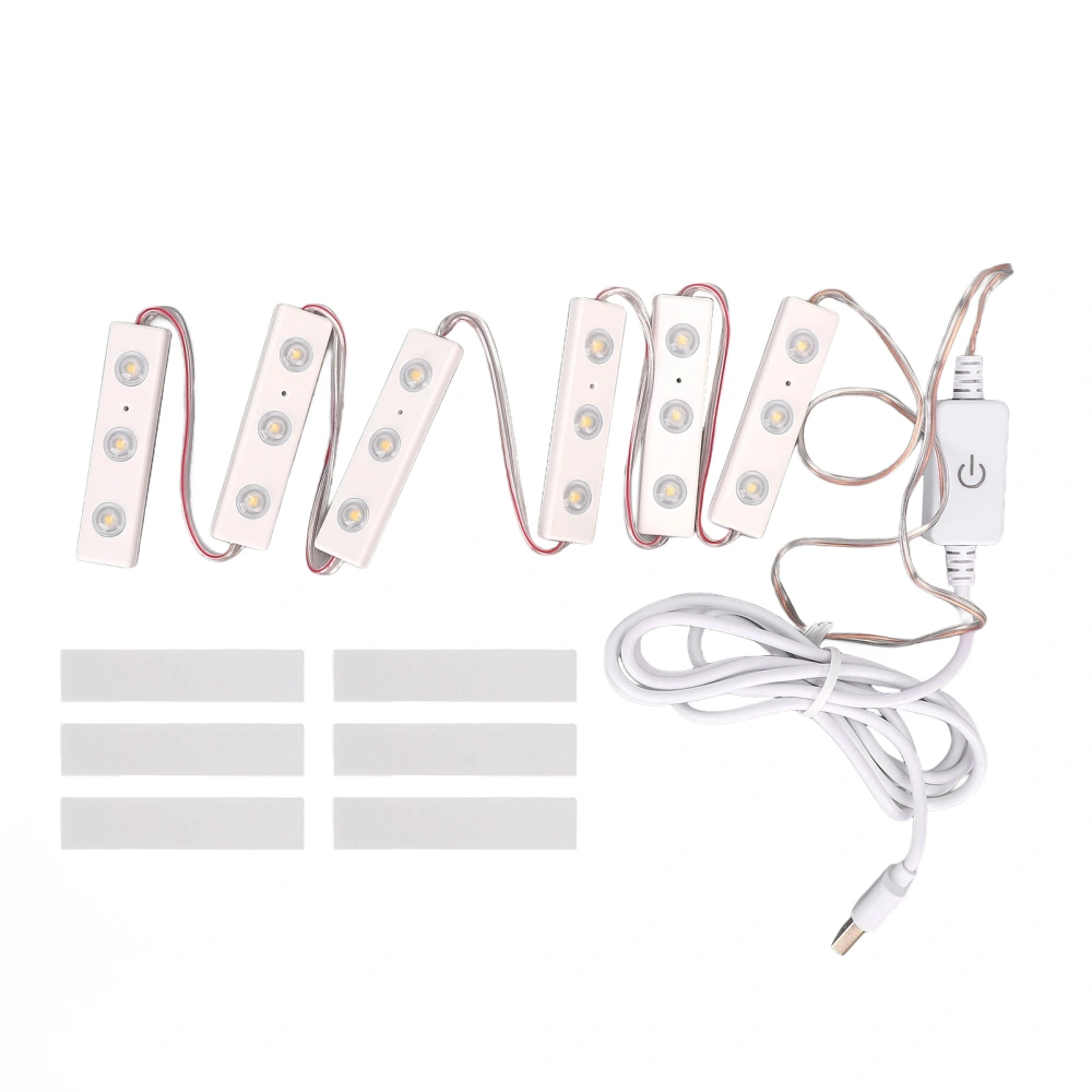 LED Makeup Mirror Light Adjustable Brightness USB Plug in DIY Mirror Strip Light Bulb 6 Strings (18pcs Light Chips)