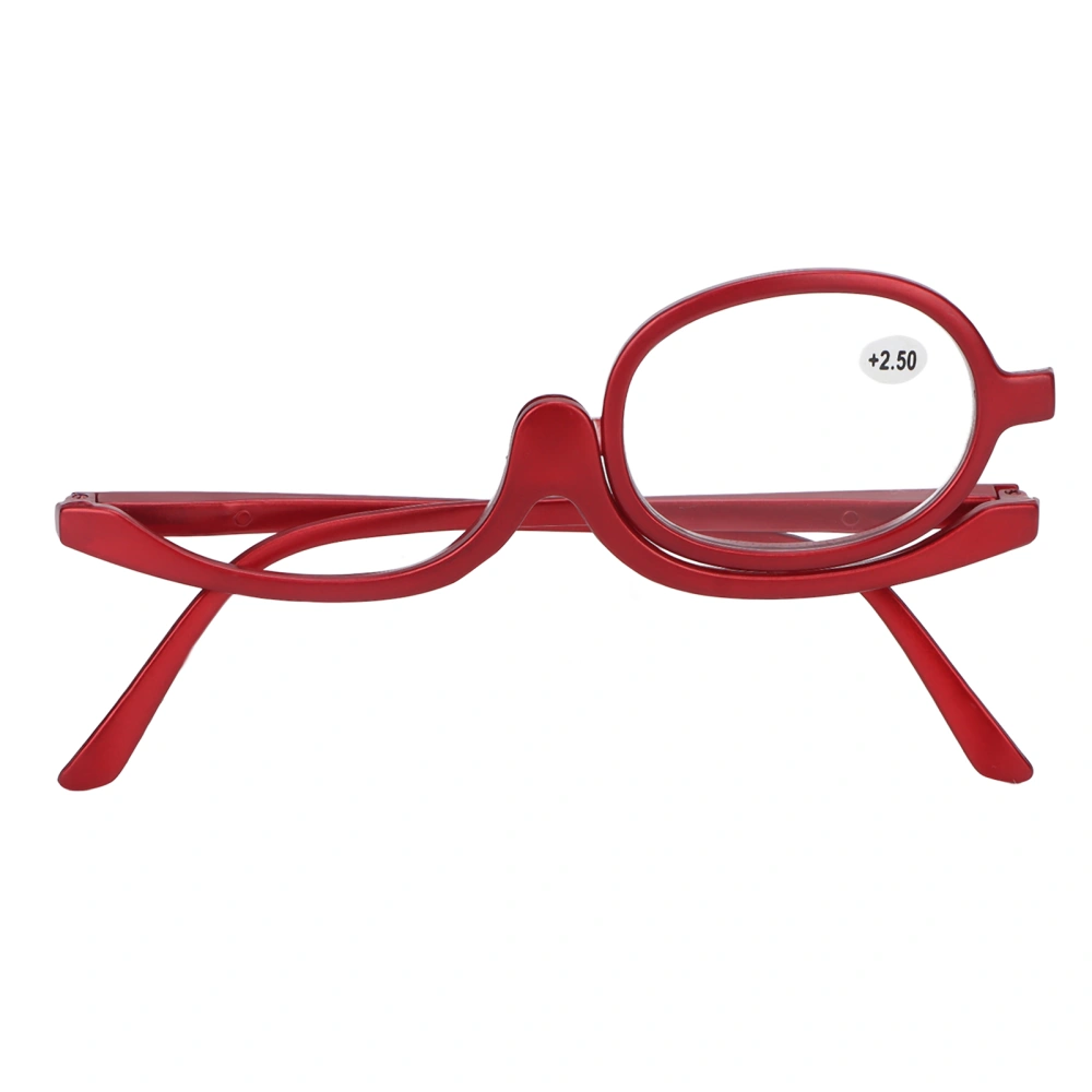 Magnifying Makeup Glasses Single Lens Rotatable Fashionable Eye Make Up Glasses for Women Red(+2.50 )