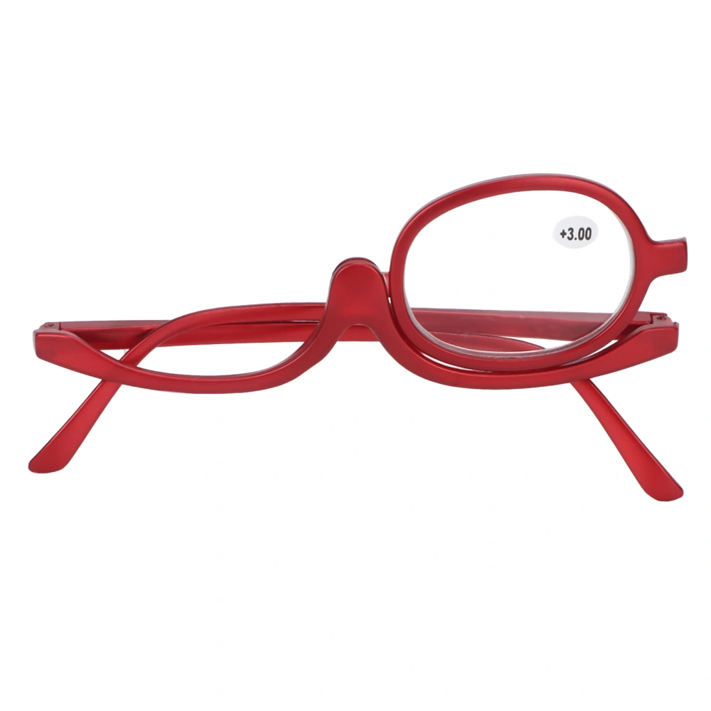 Magnifying Makeup Glasses Single Lens Rotatable Fashionable Eye Make Up Glasses for Women Red(+3.00 )