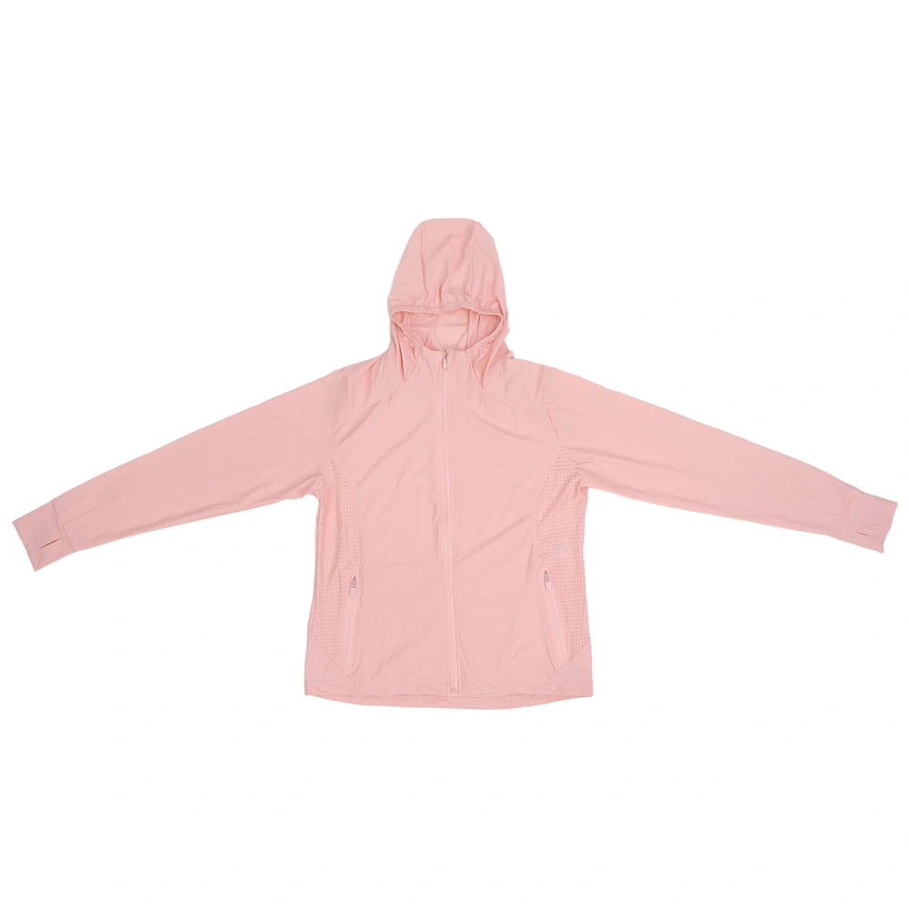 Women Sun Protection Hoodie Fashionable Outdoor Breathable Long Sleeve UV Protection Jacket (Pink) L