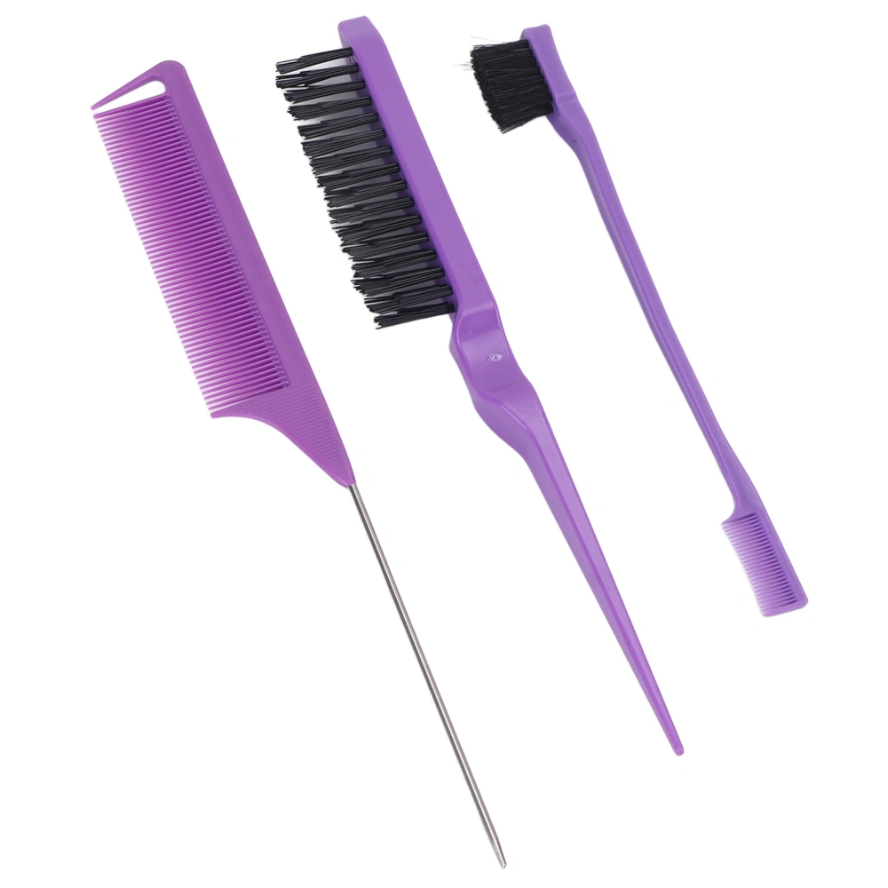 3pcs Barbershop Comb Set Rat Tail Comb Hair Dyeing Brushes Hair Styling Comb Set Purple